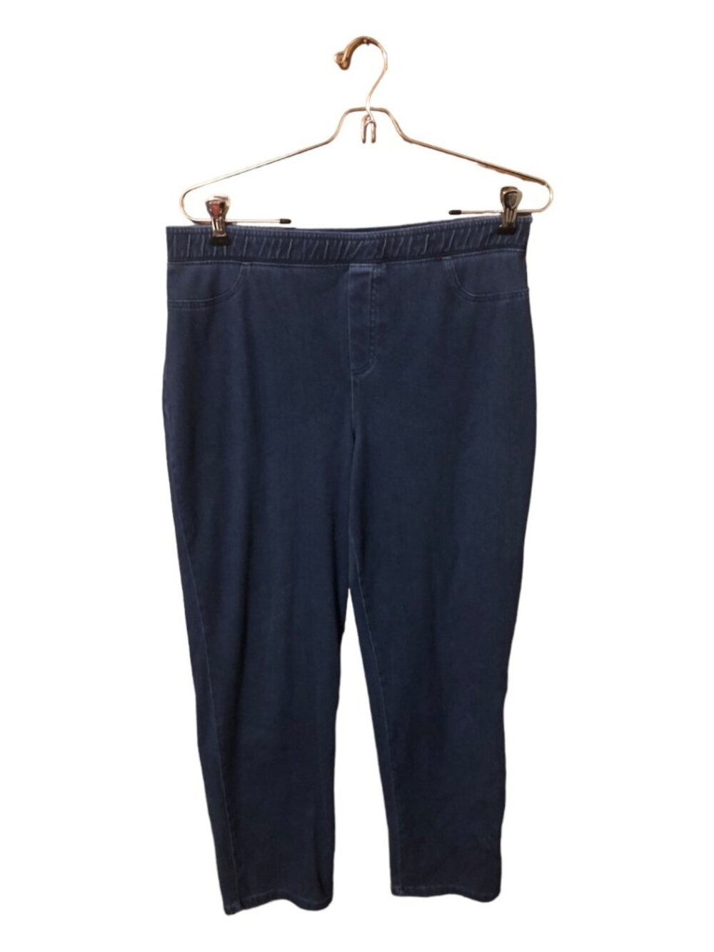 Links Blue Stretch Denim Waist Skinny Cropped Layering Pants Faux Pockets Sz M